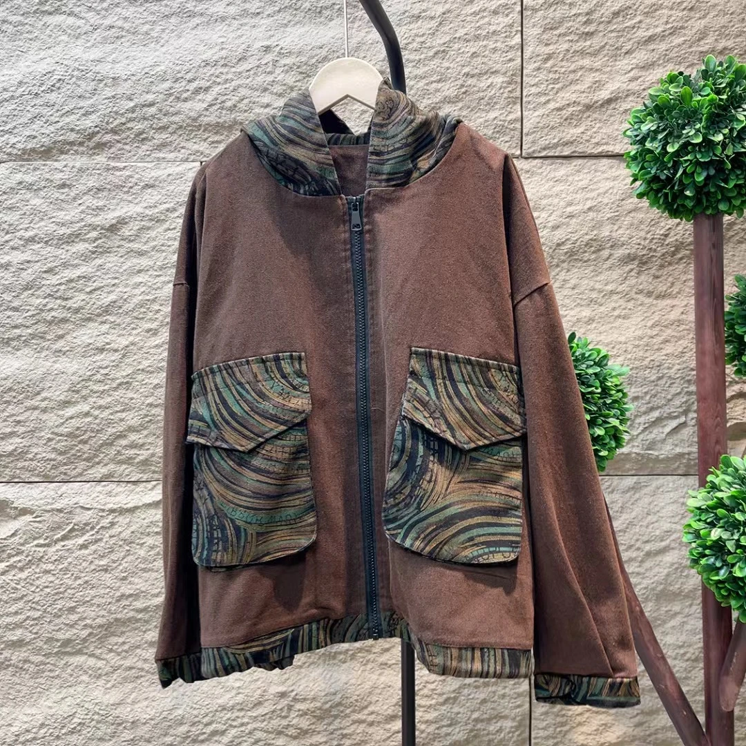 8379新款春秋休闲减龄显瘦宽松连帽外套