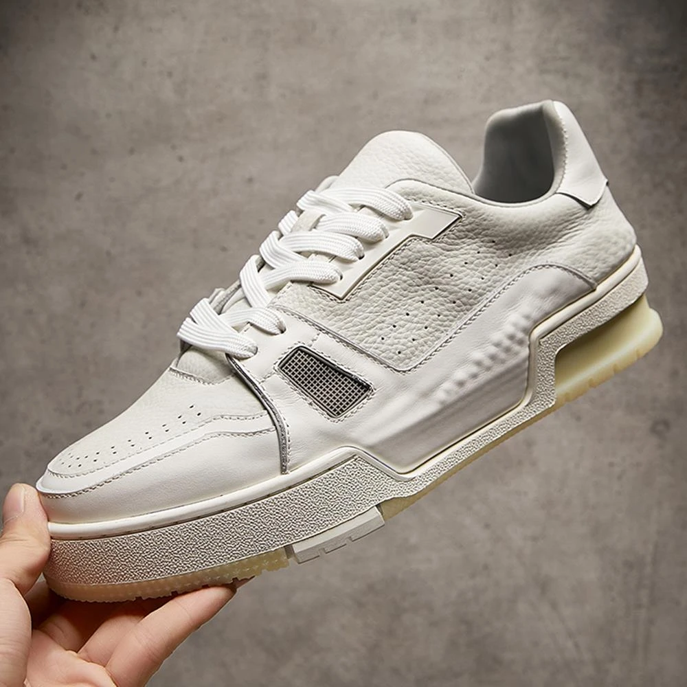 2024秋季新款男鞋真皮厚底百搭时尚休闲鞋白水泥牛皮潮牌高端板鞋
