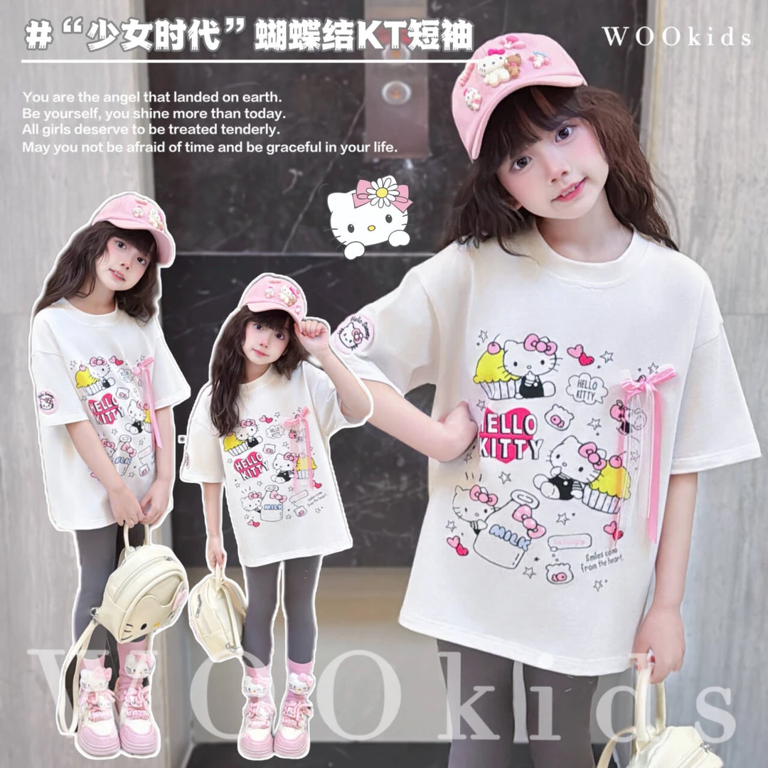 现货-WOOkids8【徽章喵】亲子兄妹童装高定设计师短袖T恤 W25011601