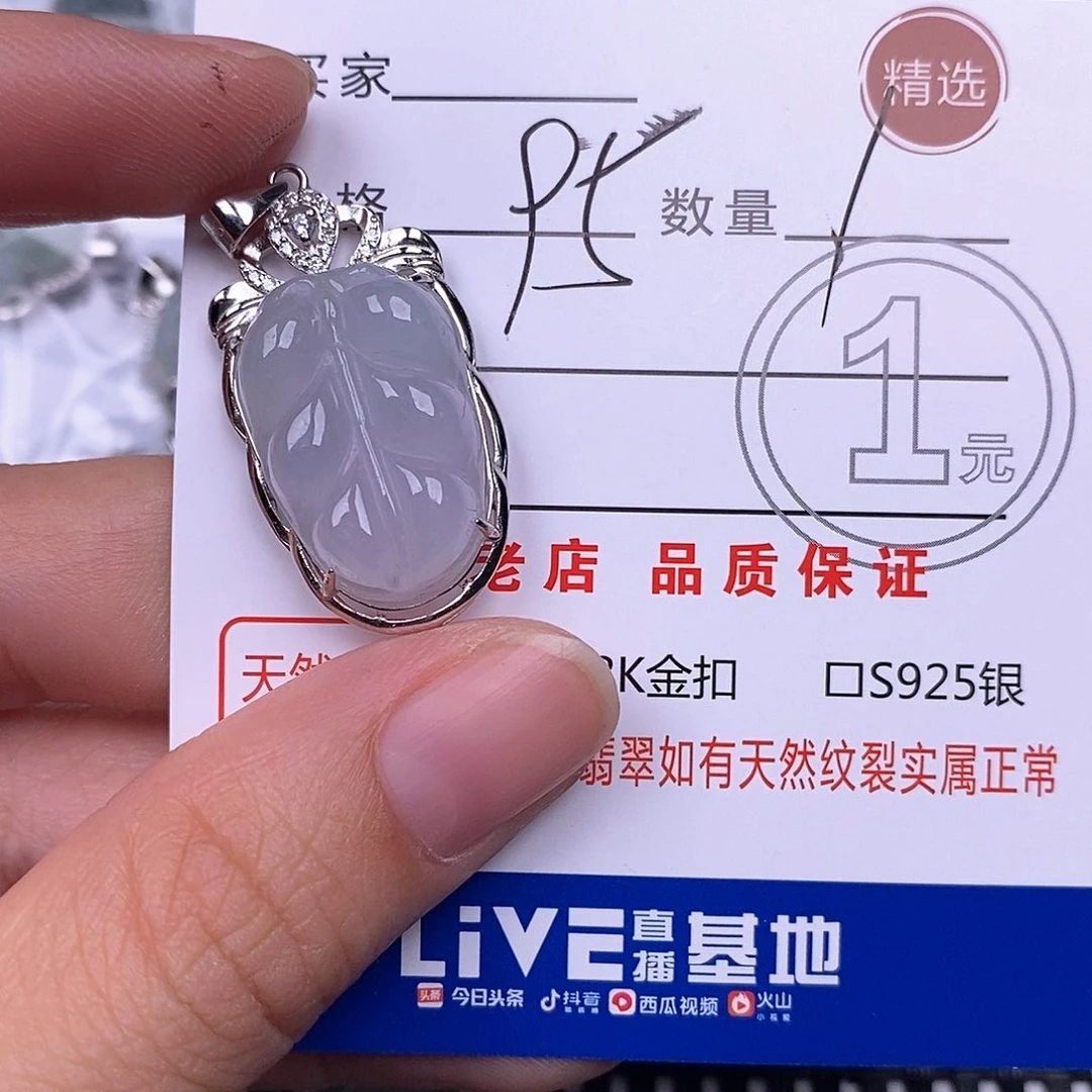 善***缘翡翠银S925镶嵌颈饰