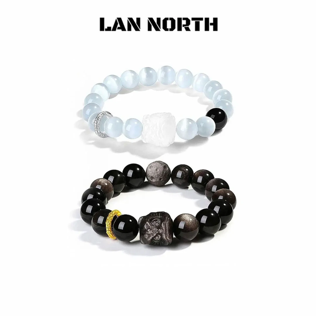 足银手链 祥瑞吞金兽醒狮时来运转珠新中式国潮情侣手串生日礼物