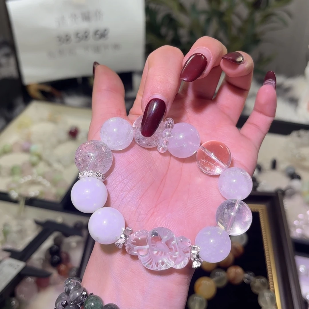 银S925镶嵌手链烟晶