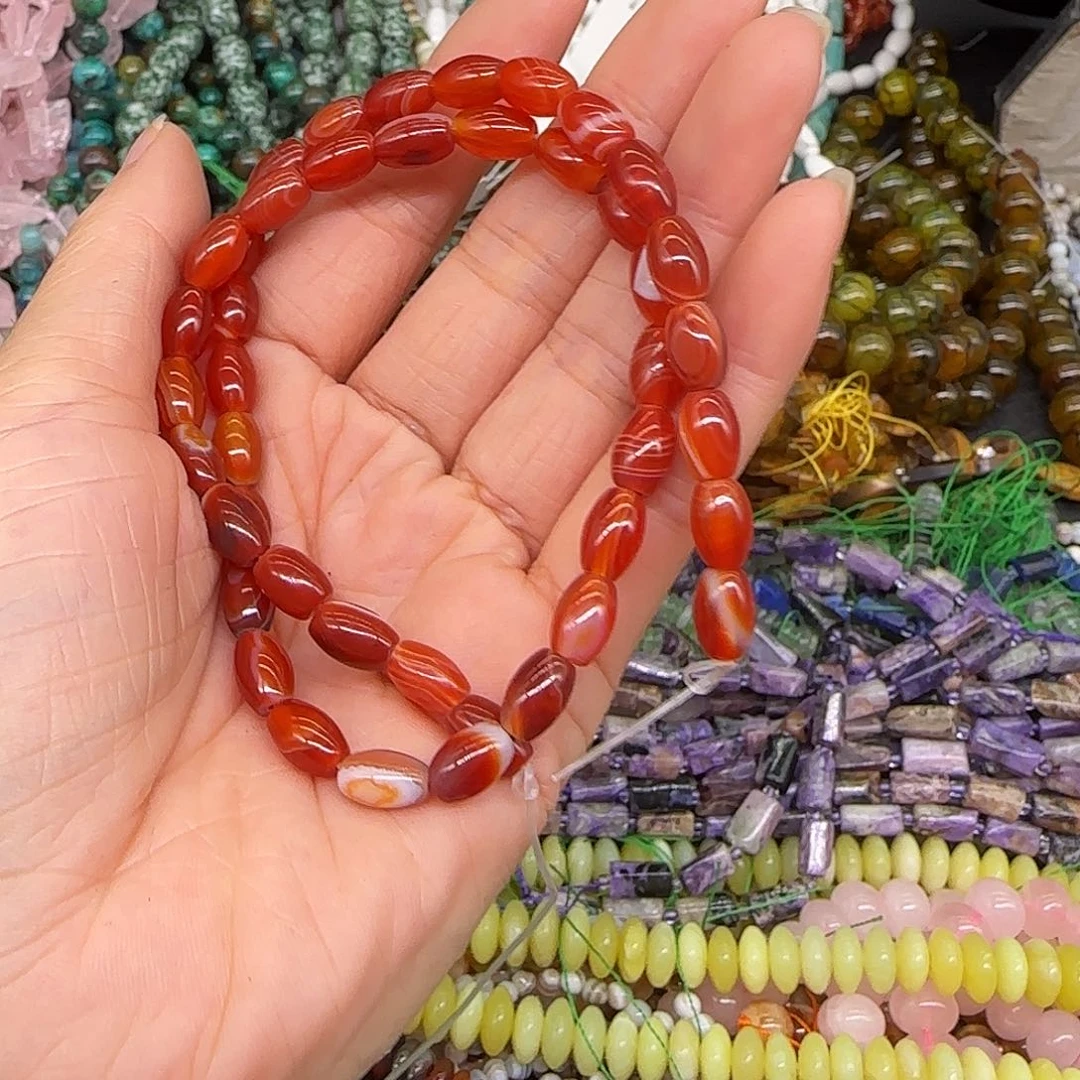 玛瑙/玉髓合金珠宝半成品红玛瑙5mm一条枣珠