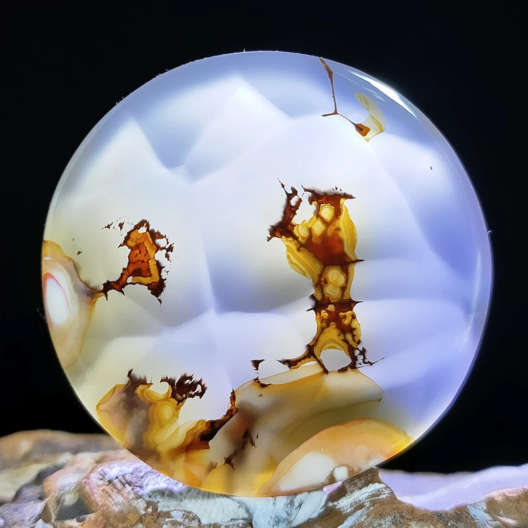 天然玛瑙巴玉冰种海洋玉髓情侣佩戴像形天画图腾奇石神农尝百草坠