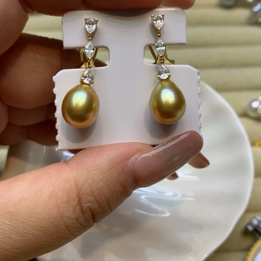 银S925镶嵌耳饰海水珍珠