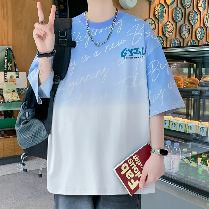 青少年短袖T恤男宽松初高中学生帅气港风韩版潮流半袖上衣服