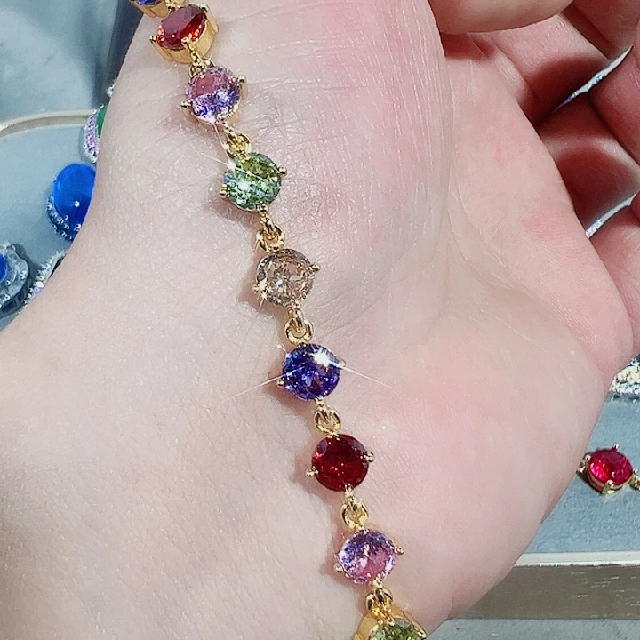 非金属红色蓝色满镶嵌吊坠戒指