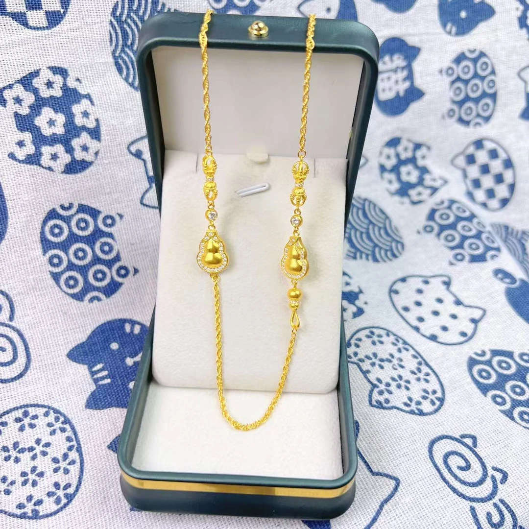 金御缘0工费古法足金葫芦金刚杵万能项链泡泡轻奢时尚百搭精致