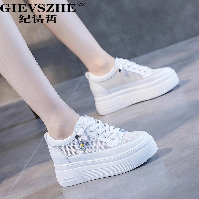 纪诗哲增高小白鞋女夏季新款时尚百搭厚底单网透气休闲网鞋女款