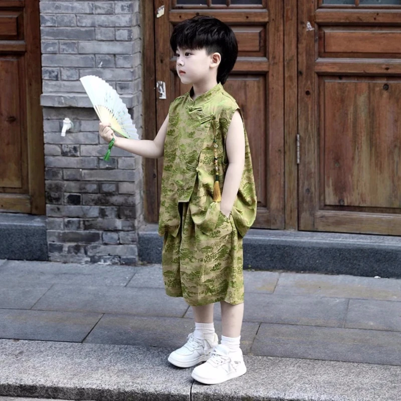 男童夏装新中式中国风套装夏季薄款舒适唐装两件套2025新款时尚