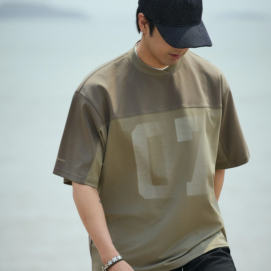 TANOXI T316 凉感速干橄榄球服网眼球衣短袖T恤男女夏季拼接上衣