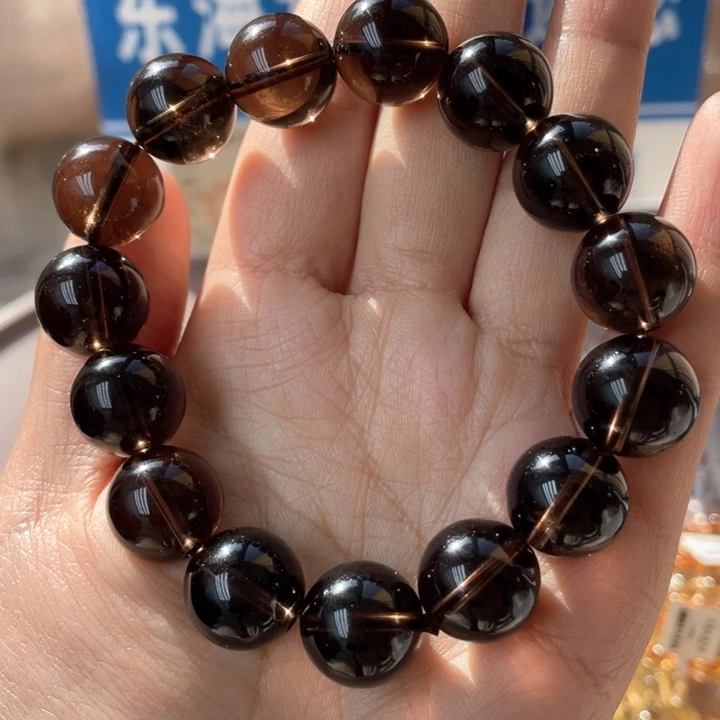 水晶手串未镶嵌天然茶晶基本纯净体