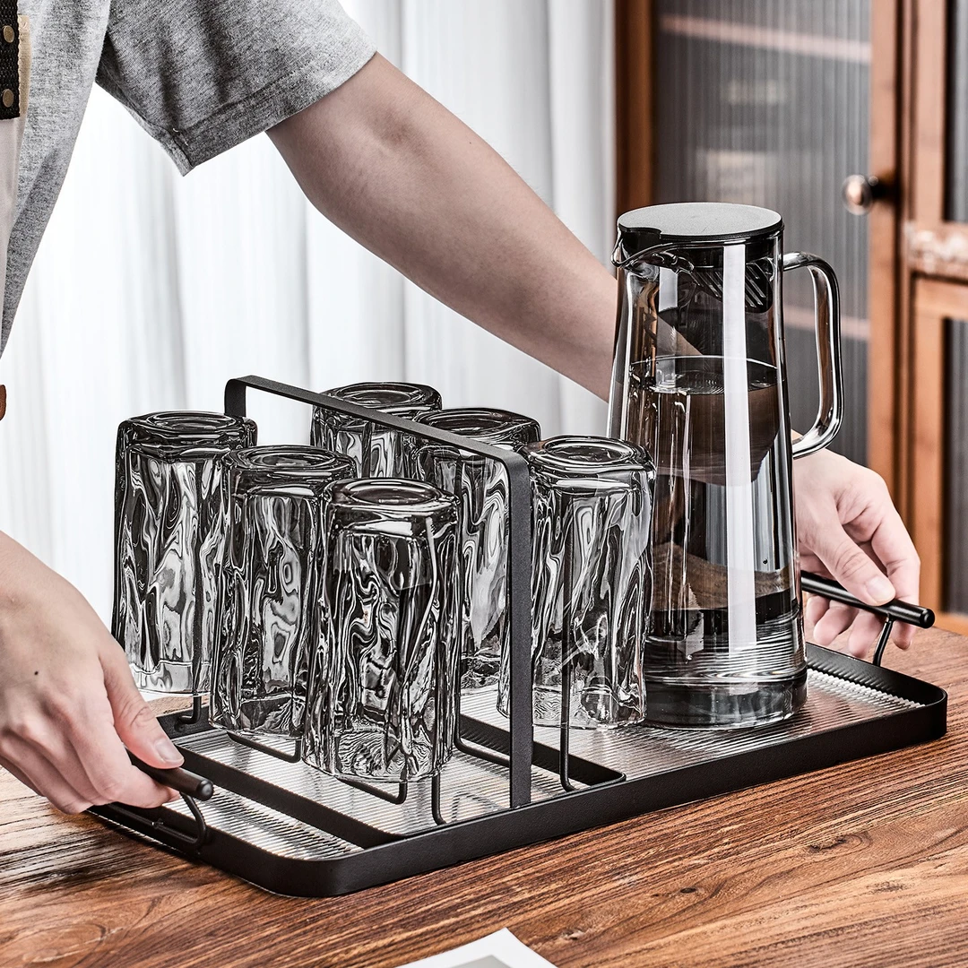 高级感玻璃扭扭水杯女生家用待客喝水杯耐高温套装杯子冷水壶杯具