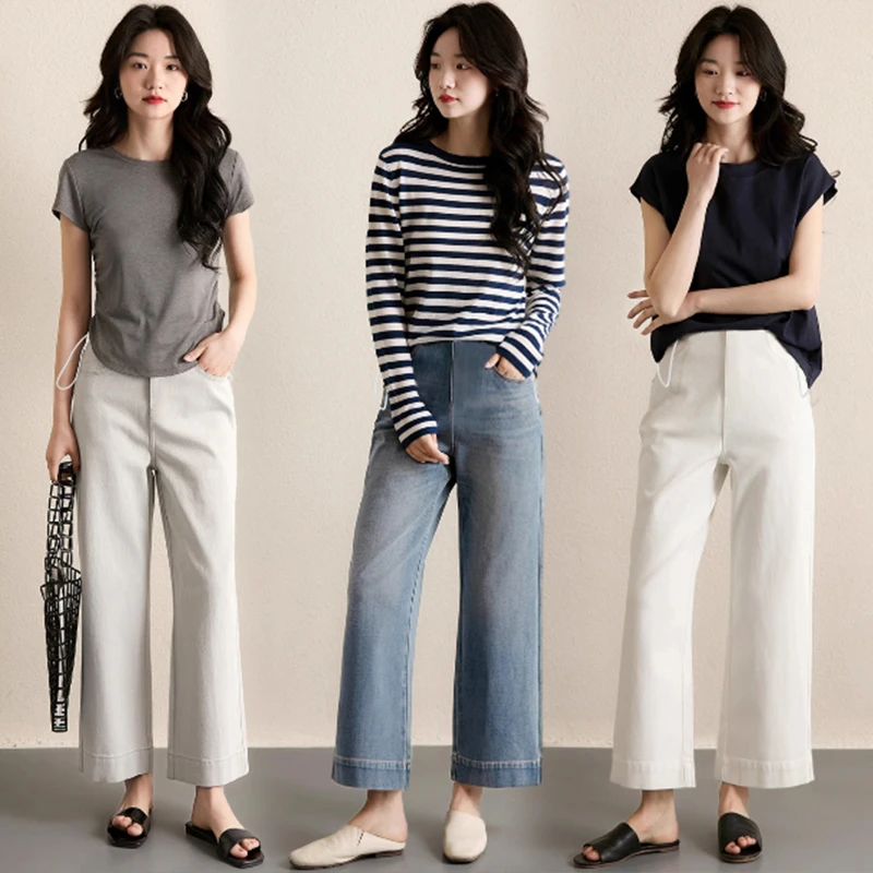 孕妇天丝牛仔裤九分裤灰色莱赛尔孕妇裤休闲裤腿裤直筒裤