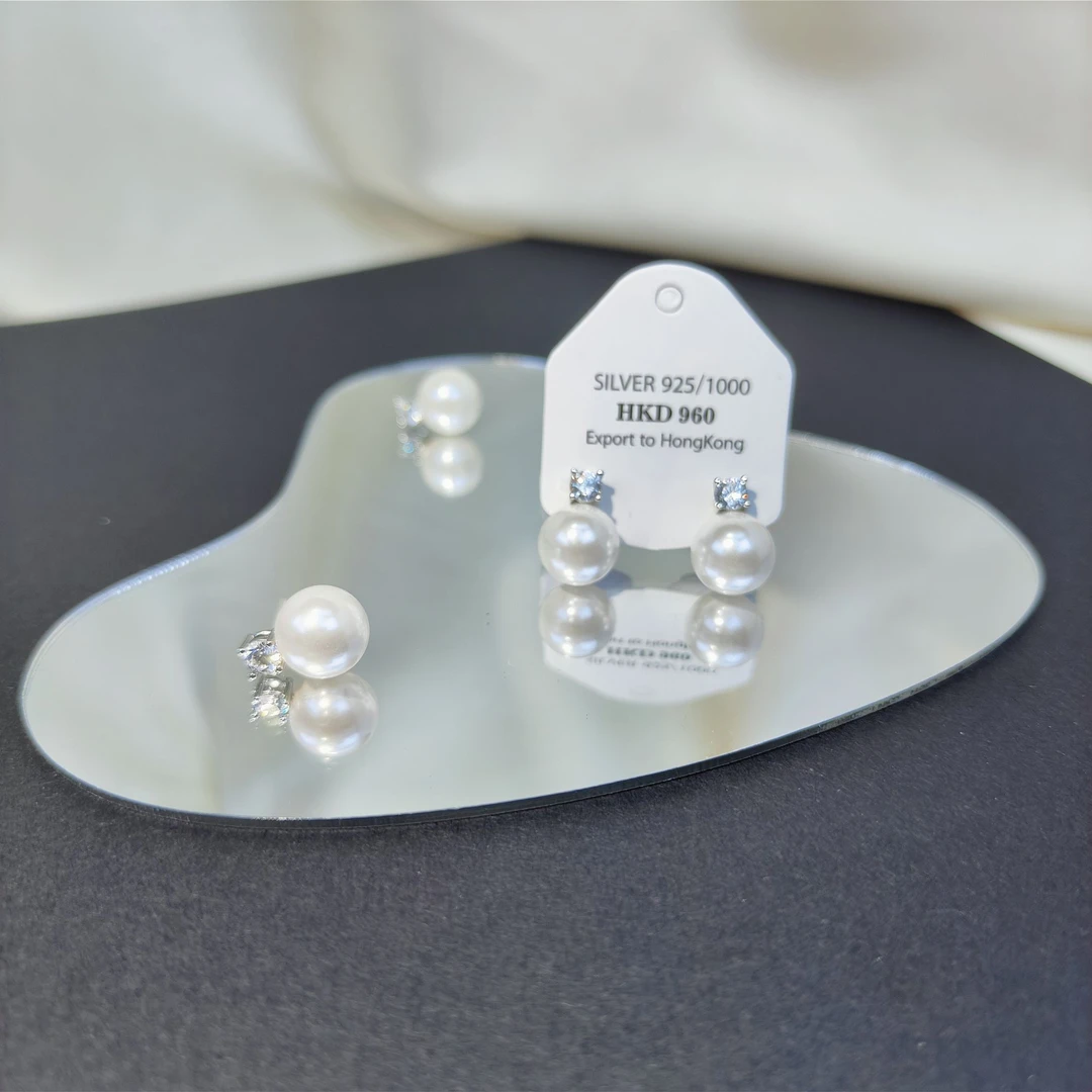 合金锆石耳饰 【黛妃】轻奢奥地利高级施家珍珠10mm耳钉