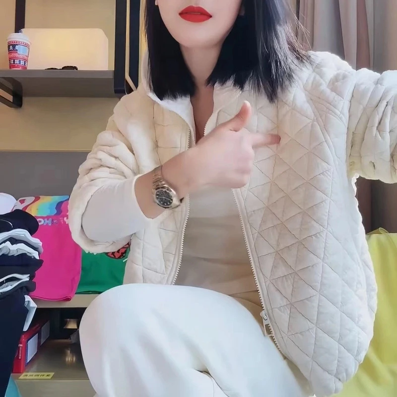 冬新款雅丹风菱形格拉链休闲开衫外套WT-Yy01992111