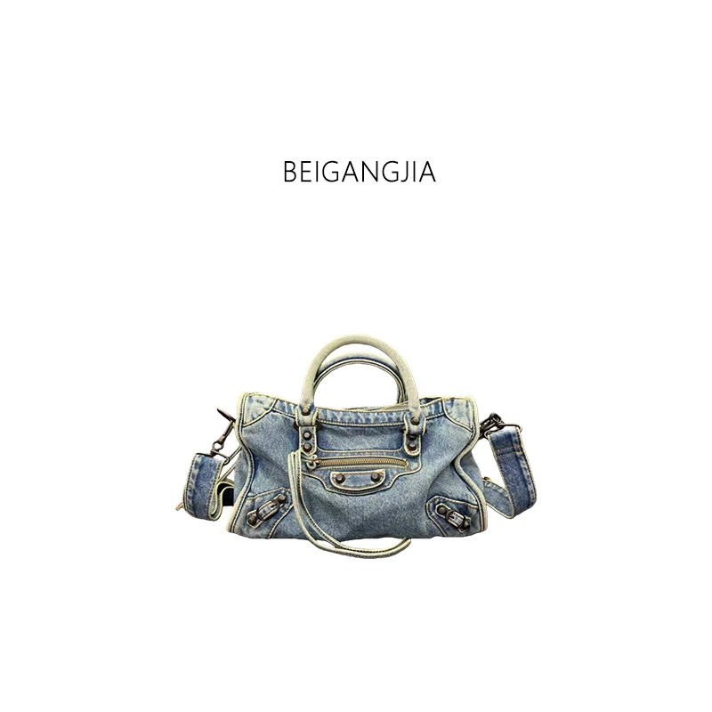 ‘BL不是家’牛仔（机车）朋克风斜挎包百搭个性头层牛皮单肩包