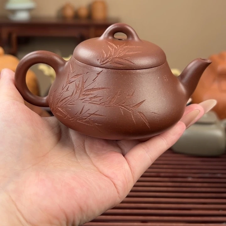 紫砂茶壶甲级紫泥汉棠石瓢170～180cc