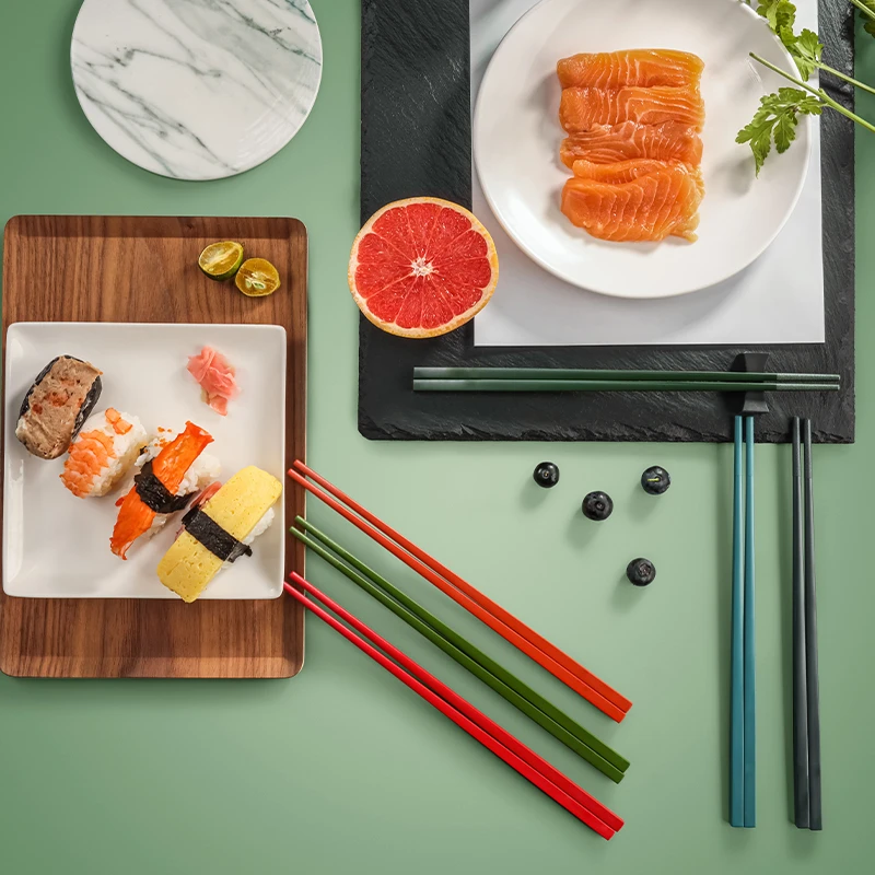 D康巴赫防滑筷子合金家用防滑耐高温餐具高档珐贝系列防霉6双装