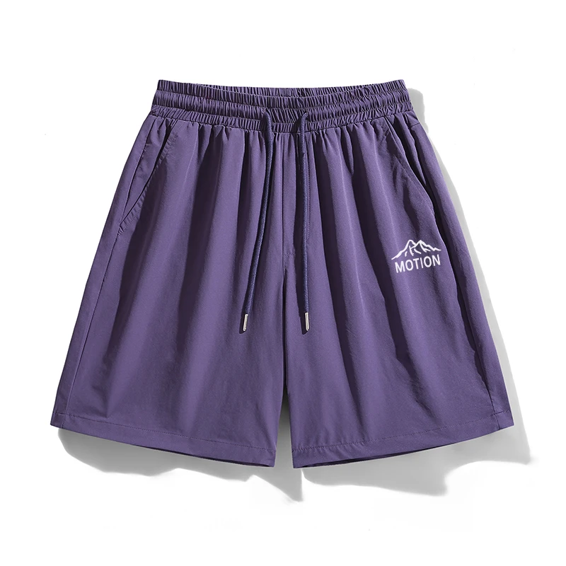 夏季潮流时尚情侣绣花短裤质感户外百搭薄款速干冰感五分裤宽松