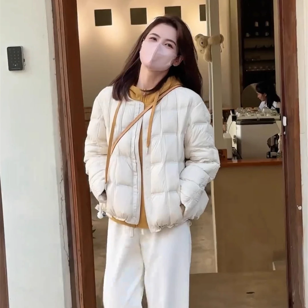 韩系圆领加绒加厚棉服女冬季2025年新款宽松百搭超好看保暖外套