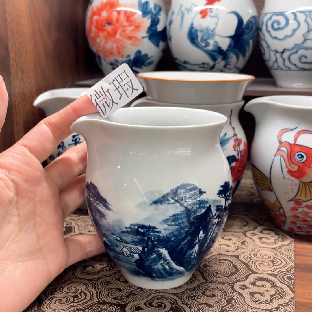釉下手绘茶具微瑕