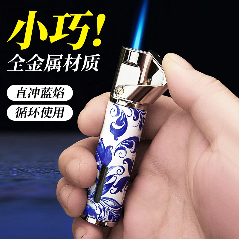 百诚麦田直冲防风打火机充气点雪茄艾灸高温手持点火器跨境批发