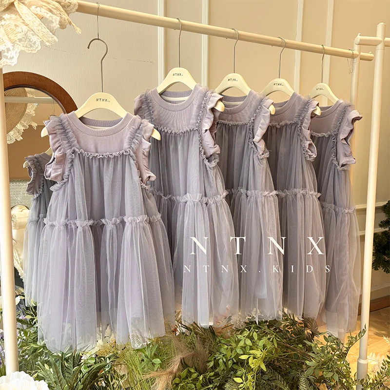 【现货】女童夏季“烟绿烟紫”巨软沙沙连衣裙套装X2501238