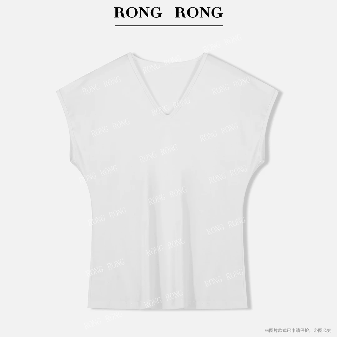 溶溶【森系知性】RONGRONGV领日系简约显瘦百搭休闲风打底T恤251076