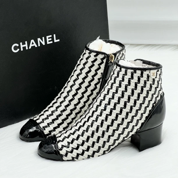 未使用 Chanel/香奈儿 编织双c方根短靴 35码 公价1.3w wz02