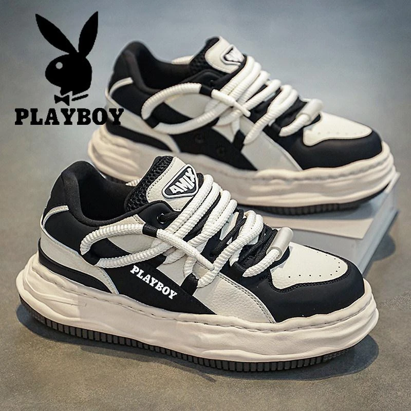 花花公子男鞋秋冬季新款高级感潮牌百搭休闲板鞋冬季男款白色板鞋