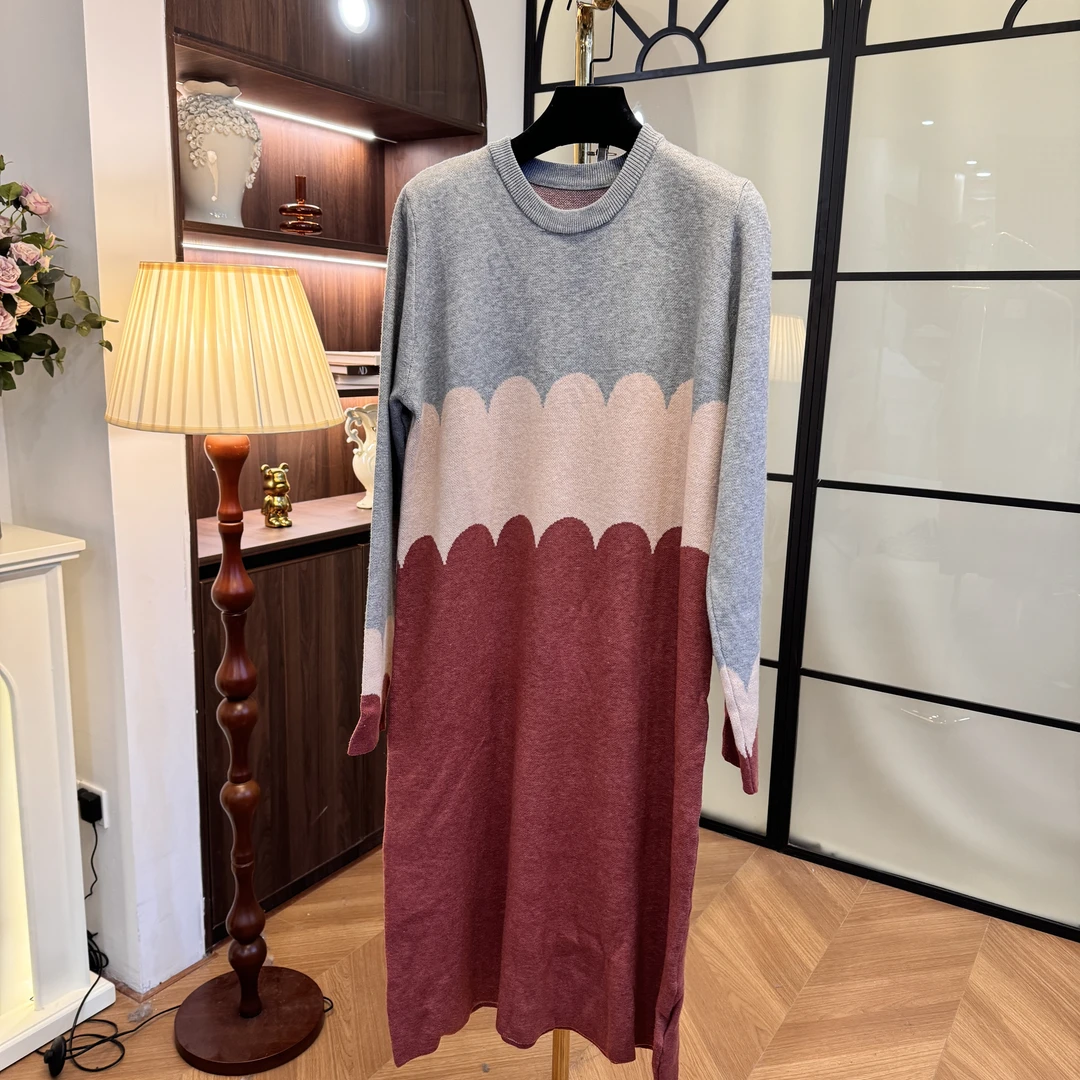 MY128 秋冬新款连衣裙高端中长款法式外穿针织爆款打底毛衣裙子