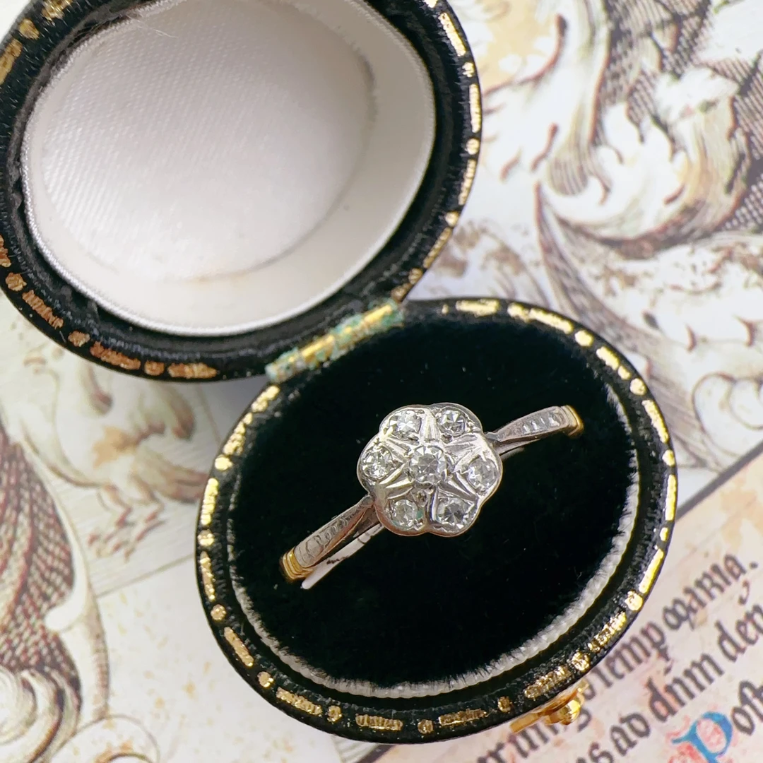 欧洲回流Artdeco18K钻石戒指5381/