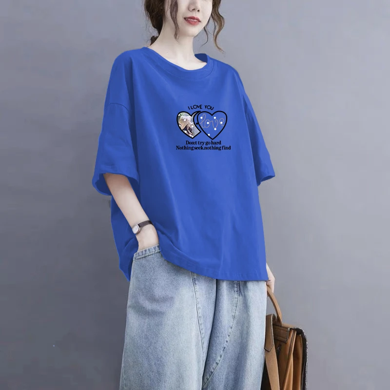 100%棉短袖T恤女夏大码200斤妈妈装宽松显瘦休闲洋气时尚纯棉上衣