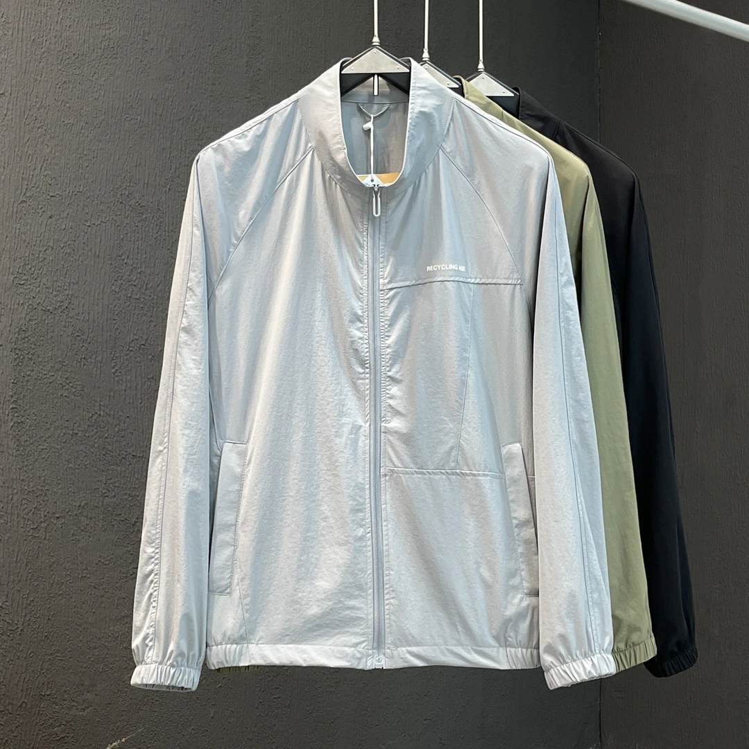 夏季2025新款潮牌户外超薄款外套男速干立领冰丝透气外套防晒服男