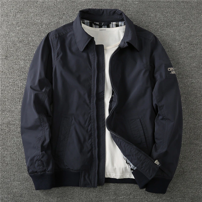 2023新款经典秋季男款休闲翻领夹克外套修身短款百搭简约青年2025