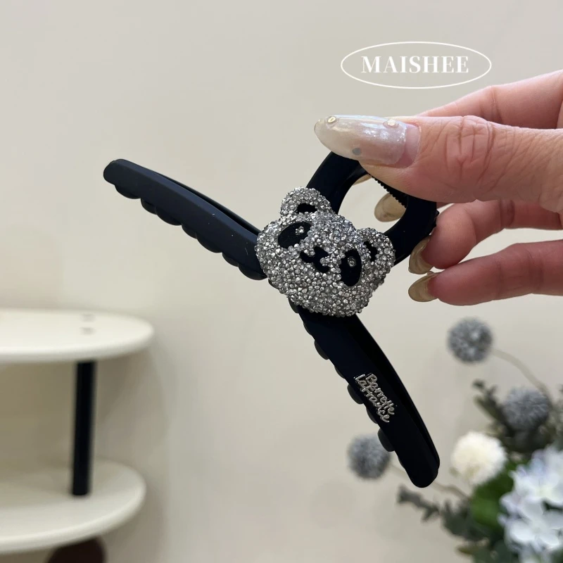 韩国新款高级感细闪熊猫抓夹发夹女高端后脑勺大号头饰发夹Z0272