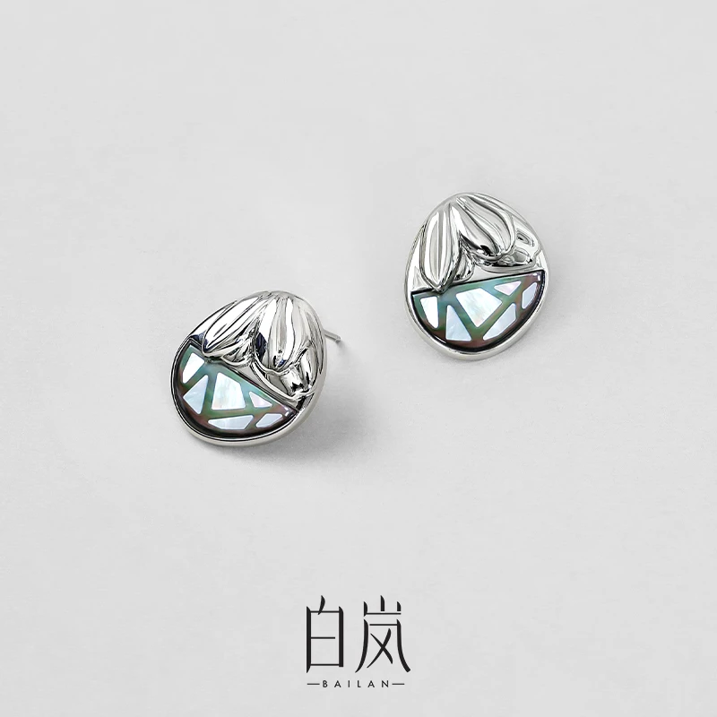 玉兰螺钿耳钉【4月新品】25新款珠宝黑白双色母贝原创设计ED4587