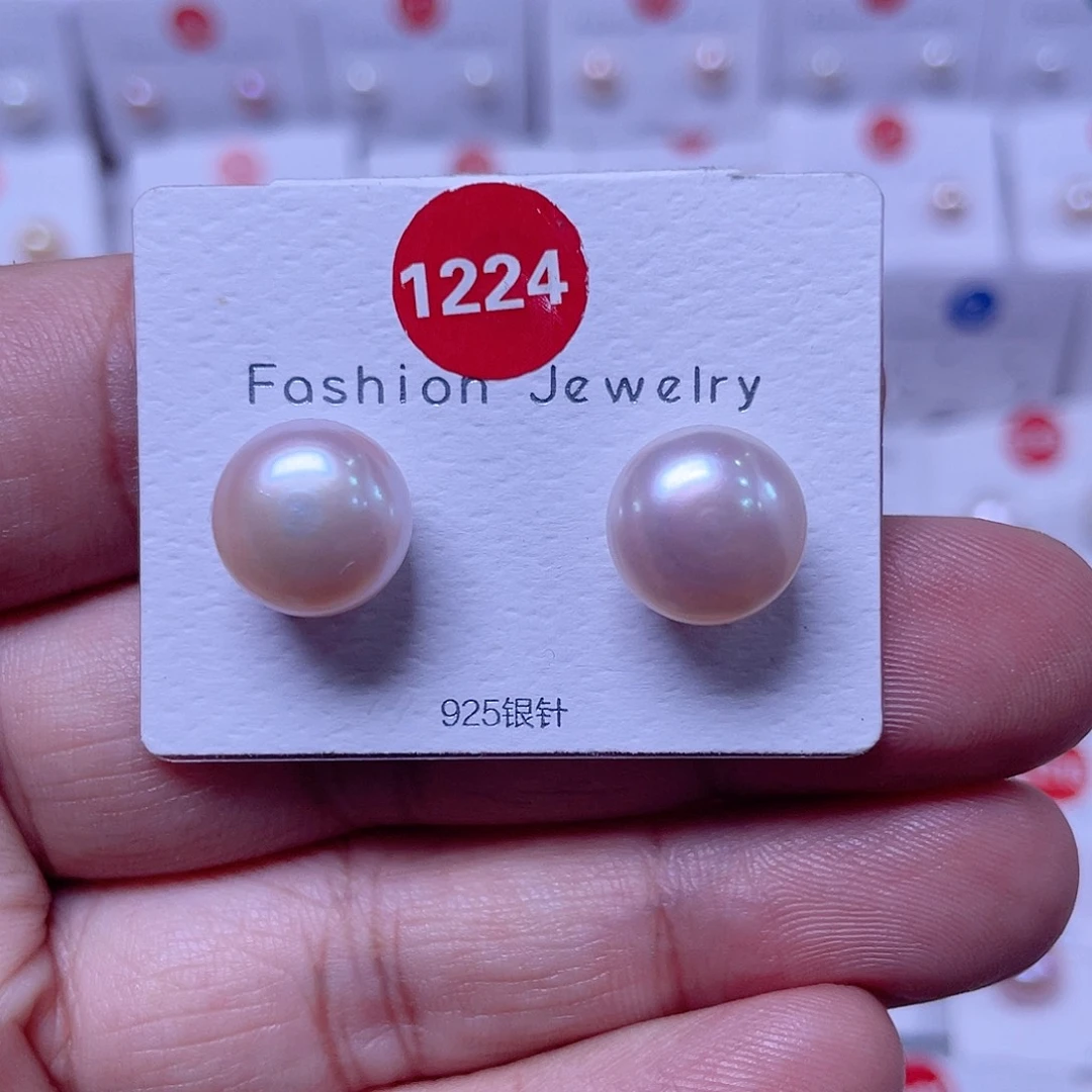 银S925镶嵌淡水珍珠耳饰