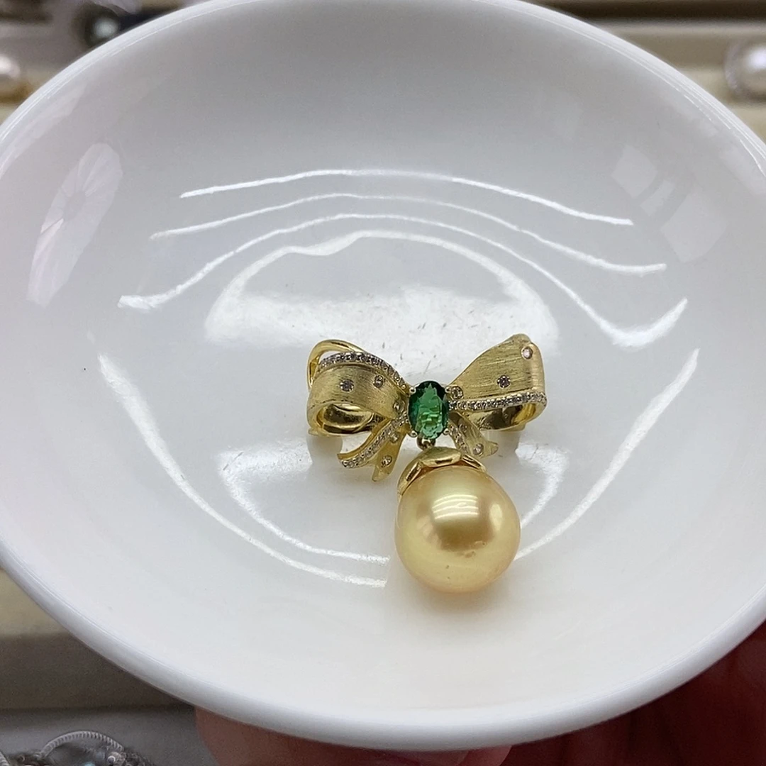 吊坠(不含链)银S925镶嵌海水珍珠