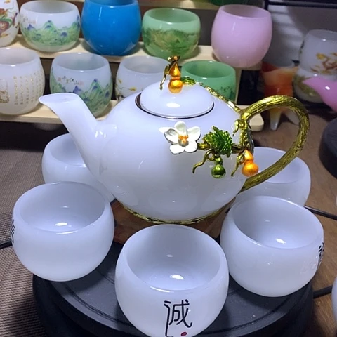 琉璃琉璃中式珐琅彩福禄寿喜一壶六杯礼盒套装