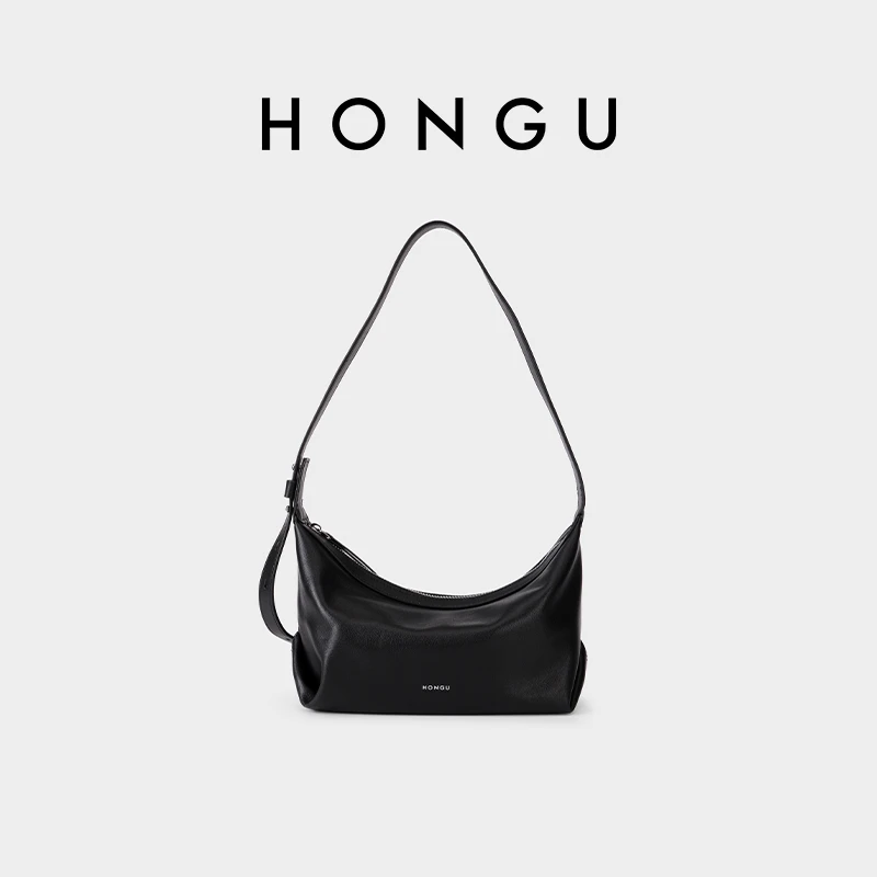 HONGU红谷女包法式通勤牛皮单肩腋下包春夏百搭斜挎包H5176809X