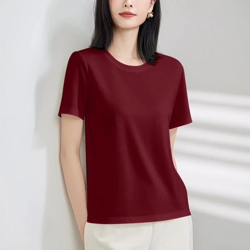 爆款韩版重磅软弹莫代尔百搭2025夏季宽松纯色显瘦洋气打底衫t恤
