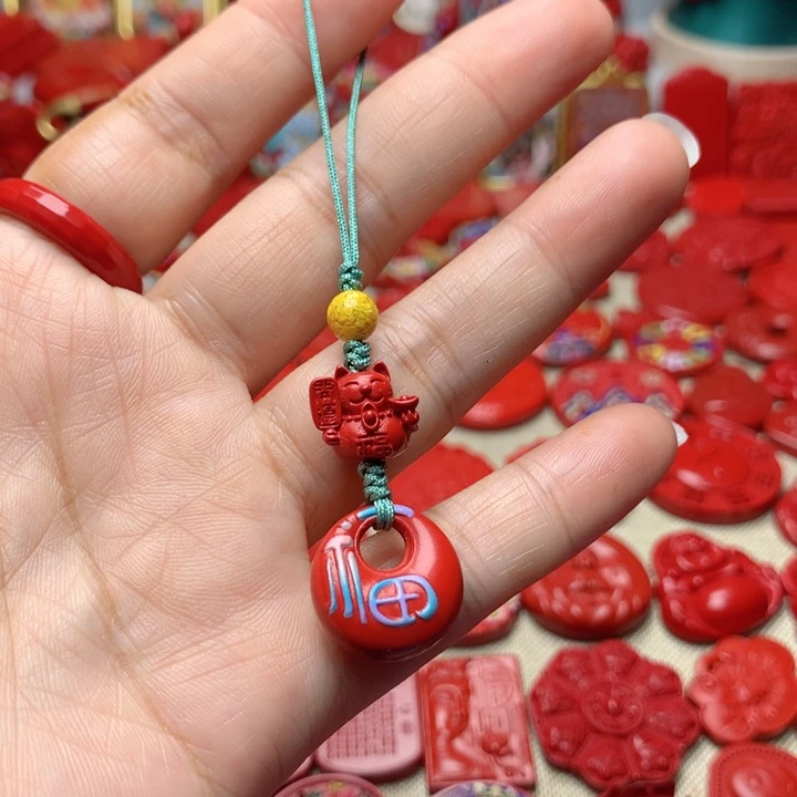天然辰砂工艺品朱砂手机坠