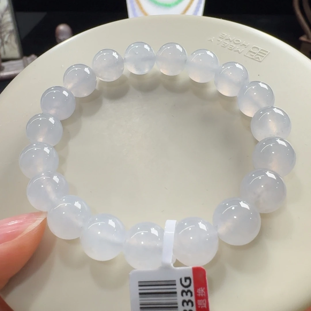 翡翠未镶嵌手链冰胶淡粉单圈10mm