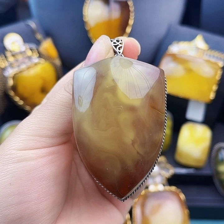 琥珀银S925镶嵌裸石