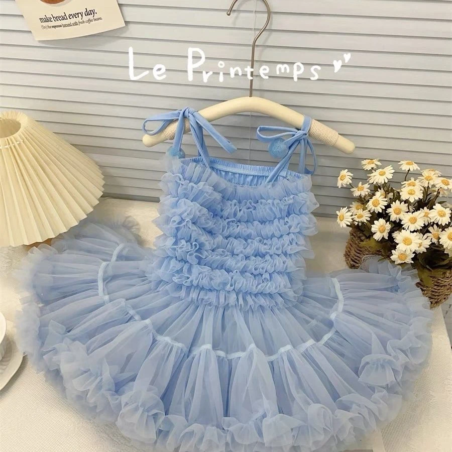 女童夏季新款tutu裙可爱吊带蓬蓬连衣裙女宝宝周岁生日礼服蛋糕裙