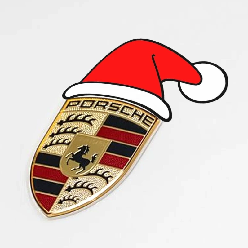 适用保时捷帕拉梅拉macan卡宴718贴纸车贴圣诞帽汽车身车标装饰