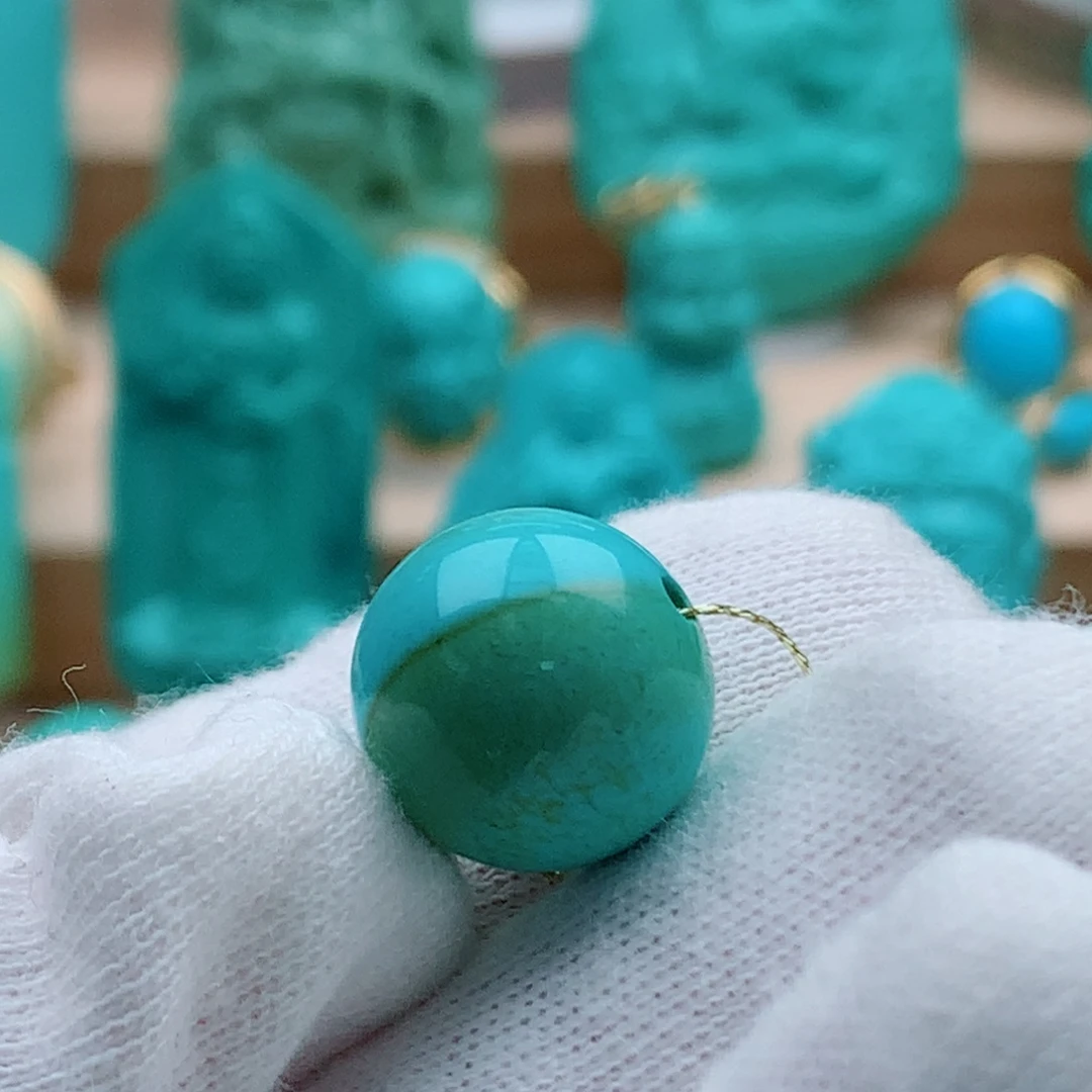 未镶嵌绿松石特色水波纹圆珠