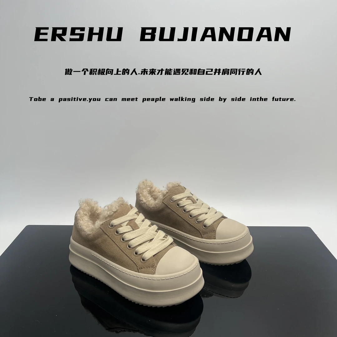 厚底加绒加厚休闲板鞋女2025春款秋冬季毛毛鞋棉鞋5039